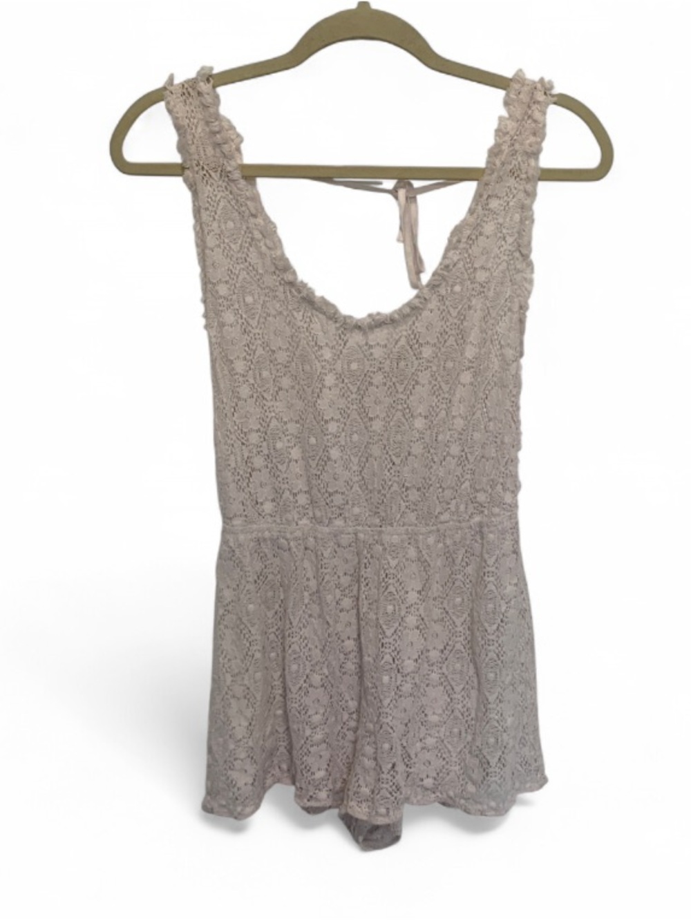 Staring at Stars Lace Sleeveless Romper in Light Blush